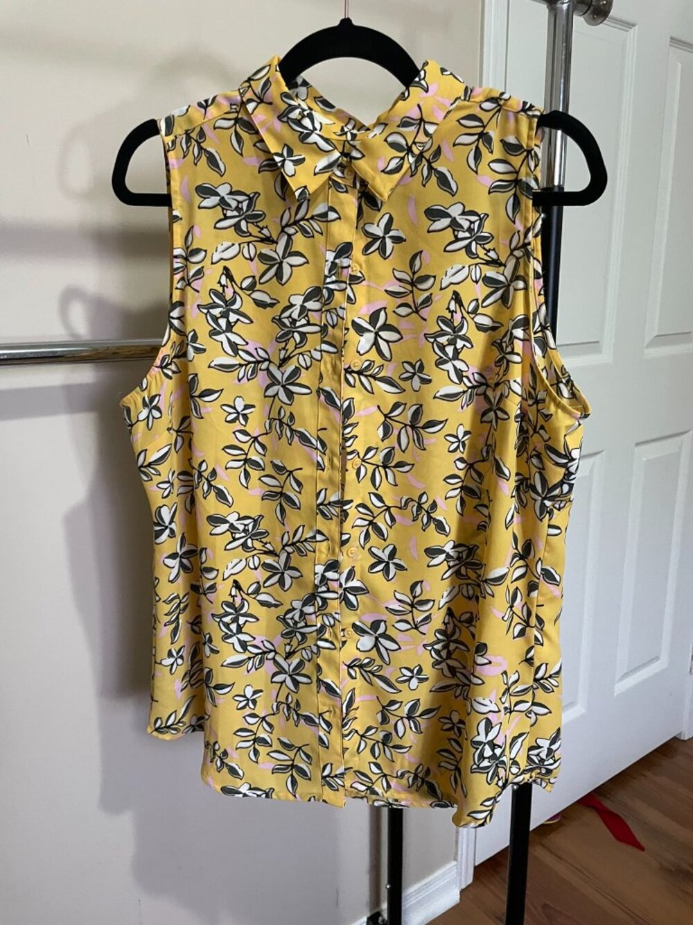 Sleeveless Blouse, Yellow Patterned, Petite L
